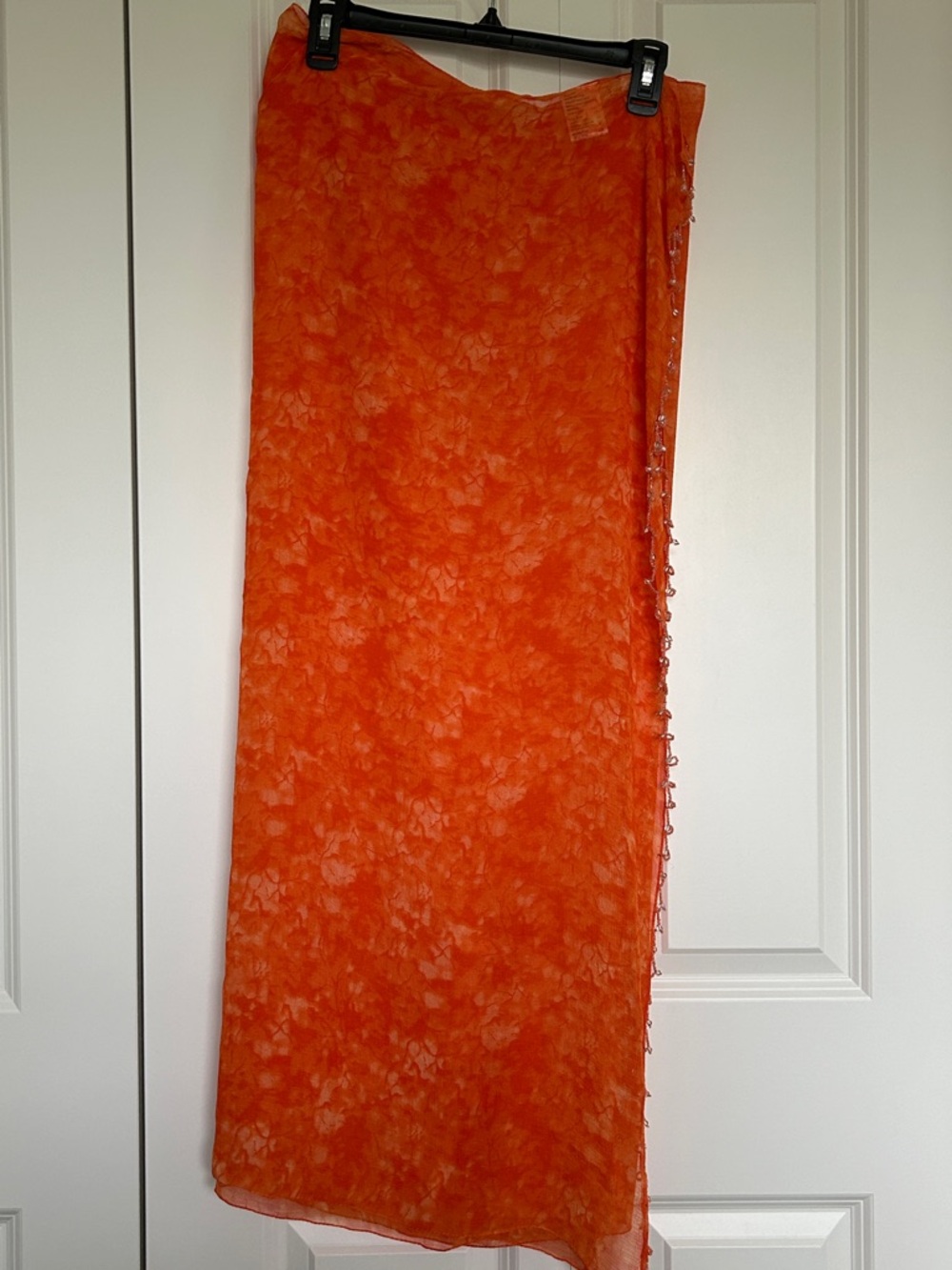 NWOT Vibrant Orange Sheer Sarong with Beads - One Size